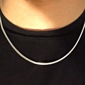 Solid Silver Franco Necklace 2mm 925 Italy Sterling Silver Chain